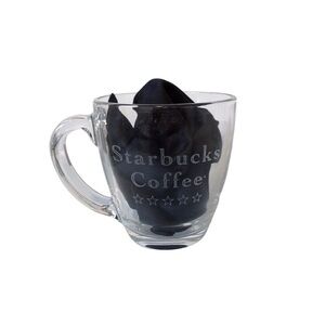 Clear Glass Starbucks Mug Coffee Tea Etched Letters Stars Vintage Barista Mug